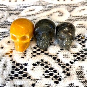 Set of Three Skull Figurines